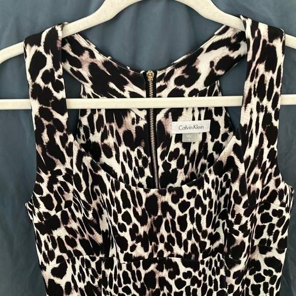 Calvin Klein: Cheetah print full back zip dress-tank top style- Midi length- 8 - Picture 8 of 16